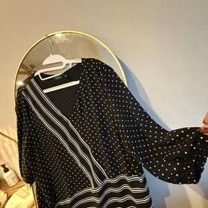 Lauren Ralph Lauren Polka Dot Wrap Blouse